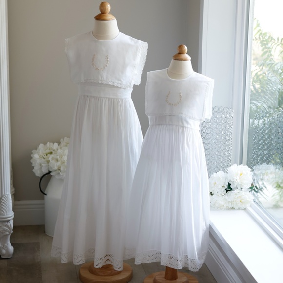 Strasburg Dress White Cotton Sleeveless Ecru Embroidery Beach Portrait LIKE NEW - Picture 5 of 7